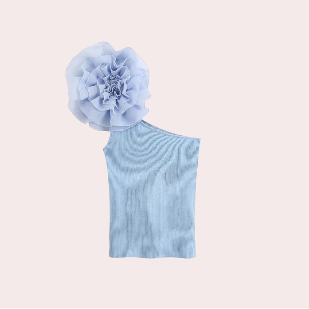 Light blue one shoulder top